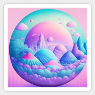 Moon and Mountain abstract digital art Sticker